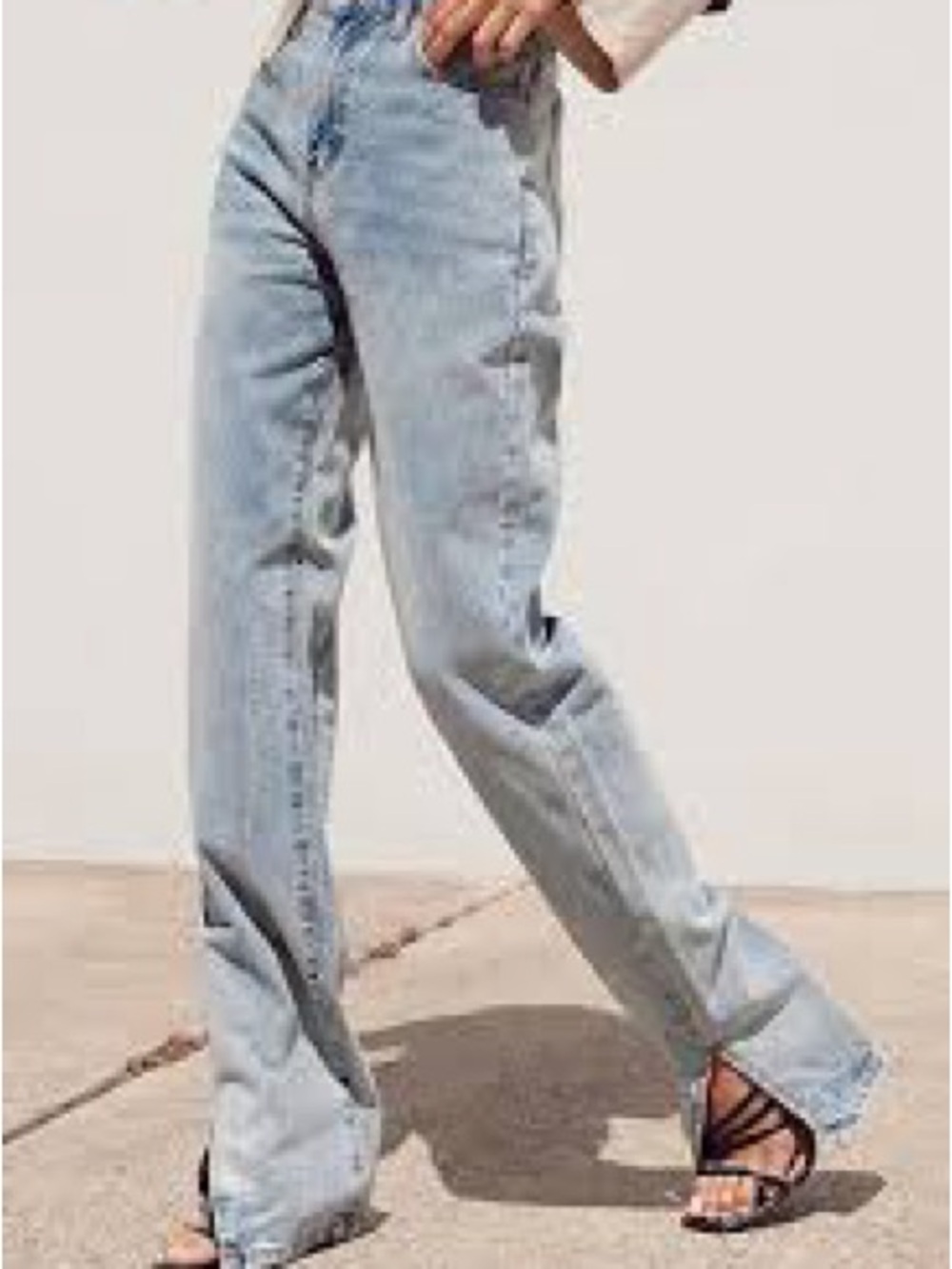 superdown Light Blue Denim Jeans with Contrast Topstitching